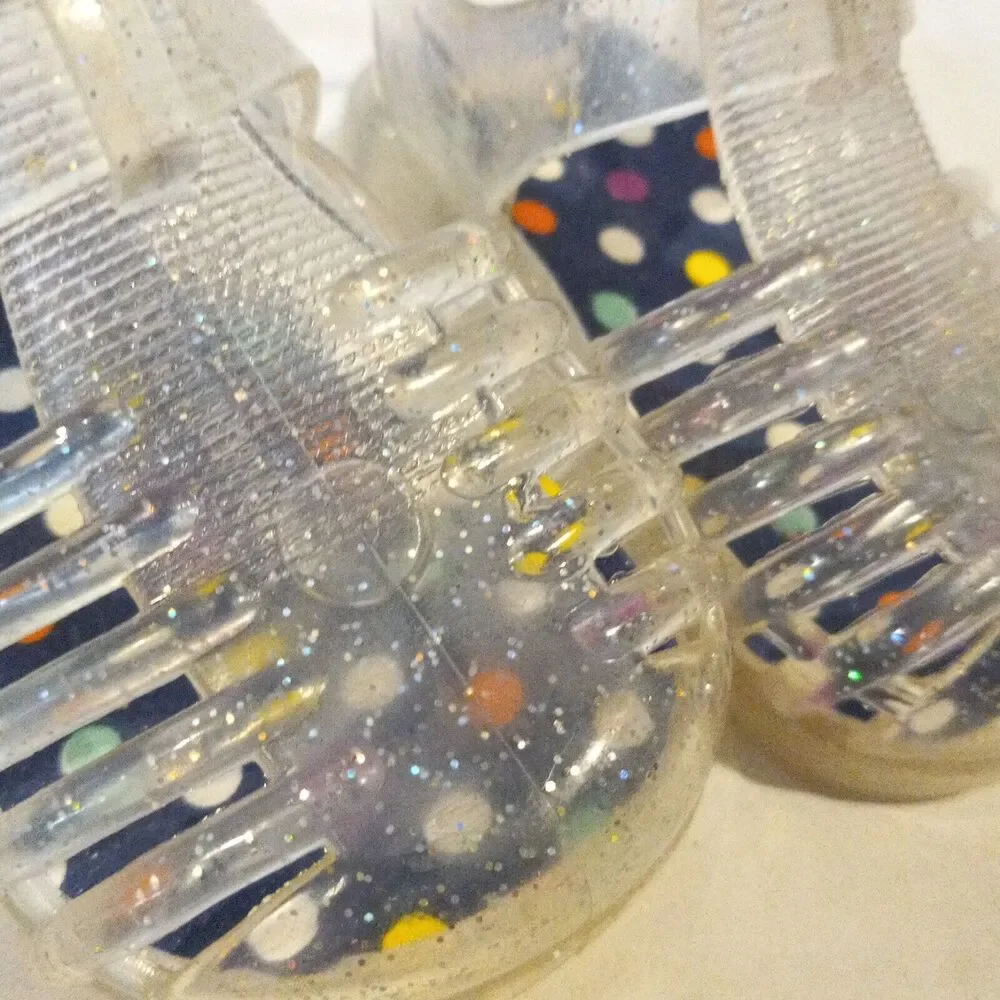 Infant Girls Jelly Sandals-Lot Of 2-Size 2-Clear-Orange-Glitter-Neon-Summer-Fun